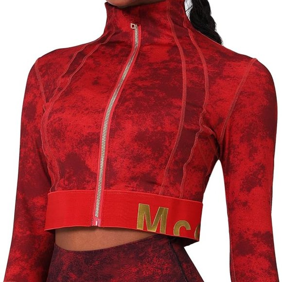 Cropped Workout Jackets for Women with Thumb Holes Athletic Running Jackets-Full - Picture 3 of 5